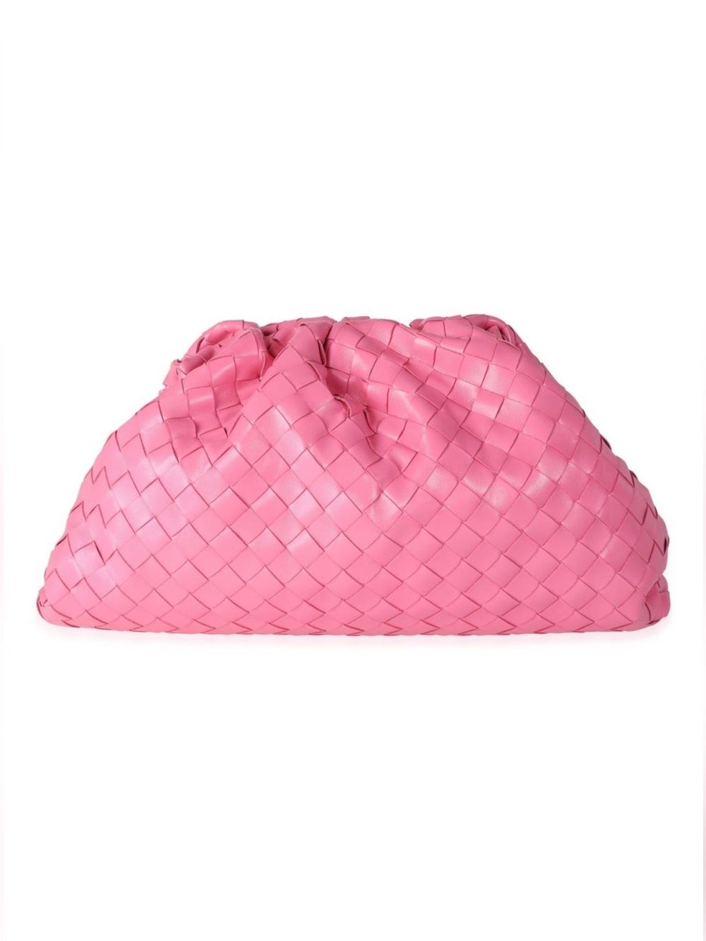 Authentic Bottega Veneta CANDY PINK INTERACCIO WOVEN POUCH dust bag, large